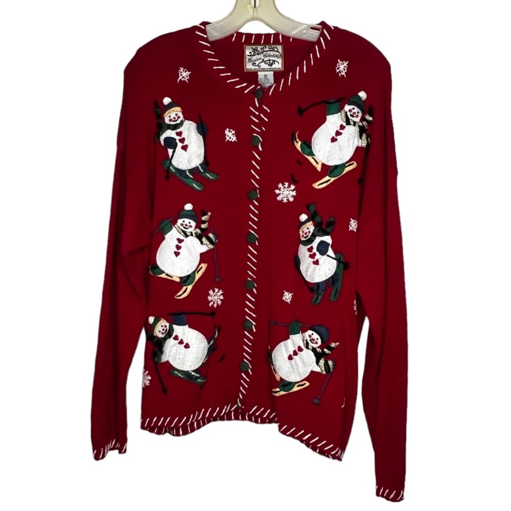 Vintage Heirloom Collectibles Christmas Cardigan Sweater Snowmen